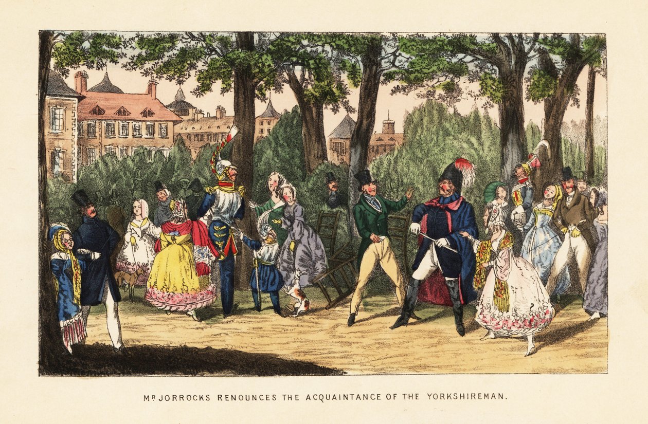 Engelske turister promenerer i Tuileries Garden, Paris af Henry Thomas (after) Alken