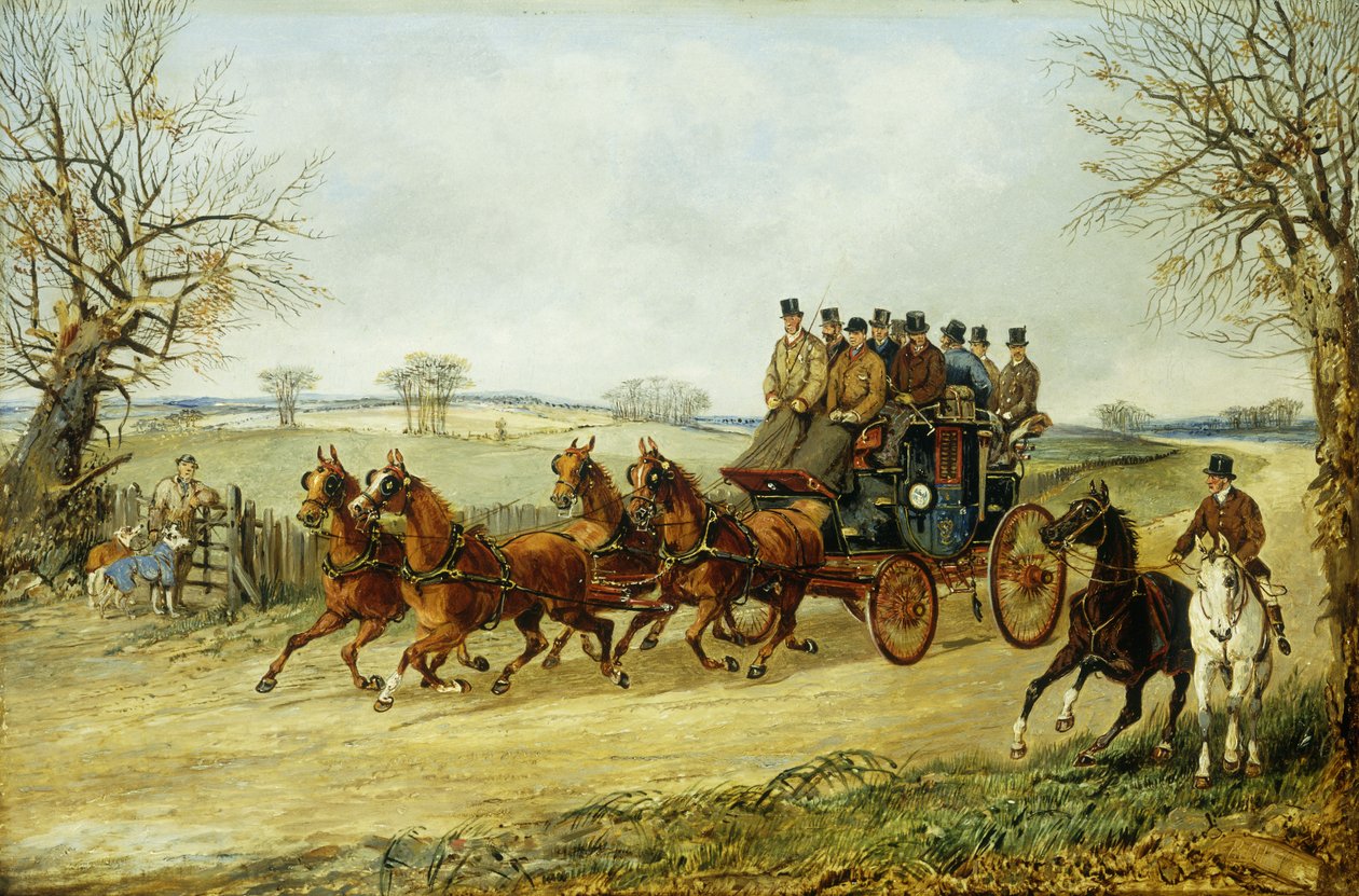 En træner og fire på en efterårsvej, af Henry Thomas Alken