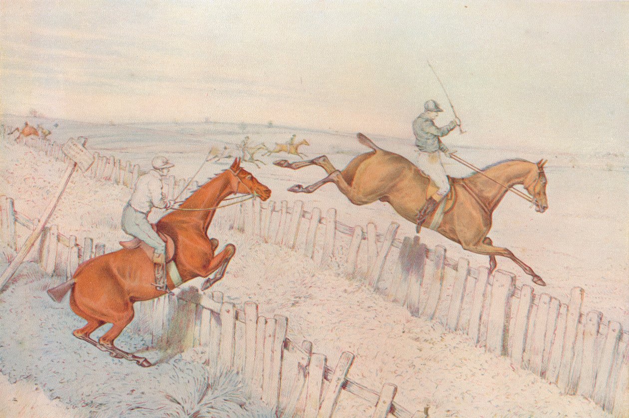 A Steeplechase: Går over en gammel blind vej, og gør det godt: selv væddemål, 1827 af Henry Thomas Alken