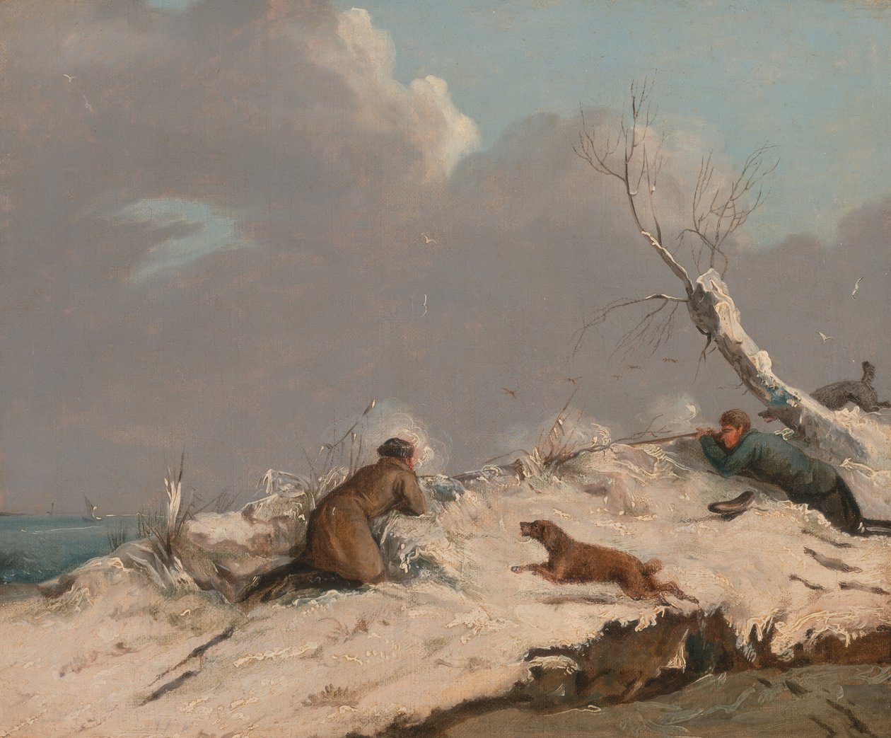 Andeskydning om vinteren, ca. 1825. af Henry Thomas Alken
