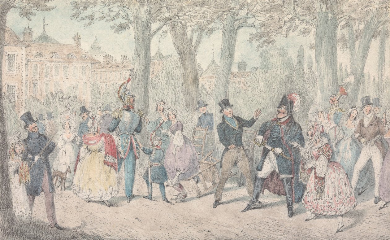 Illustration til R.S. Surtees’ »Jorrocks’s Jaunts and Jollities«: »Hr. Jorrocks afviser bekendtskabet med manden fra Yorkshire« af Henry Thomas Alken