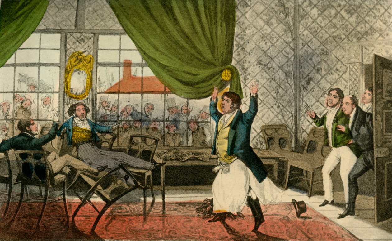 Åh mine herrer! Herrer! her er en beklagelig begivenhed, 1838 af Henry Thomas Alken
