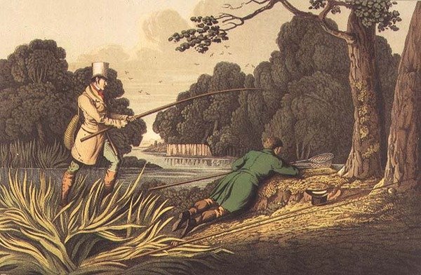 Pike Fishing, akvarel af I. Clark, udgivet af Thomas McLean af Henry Thomas Alken