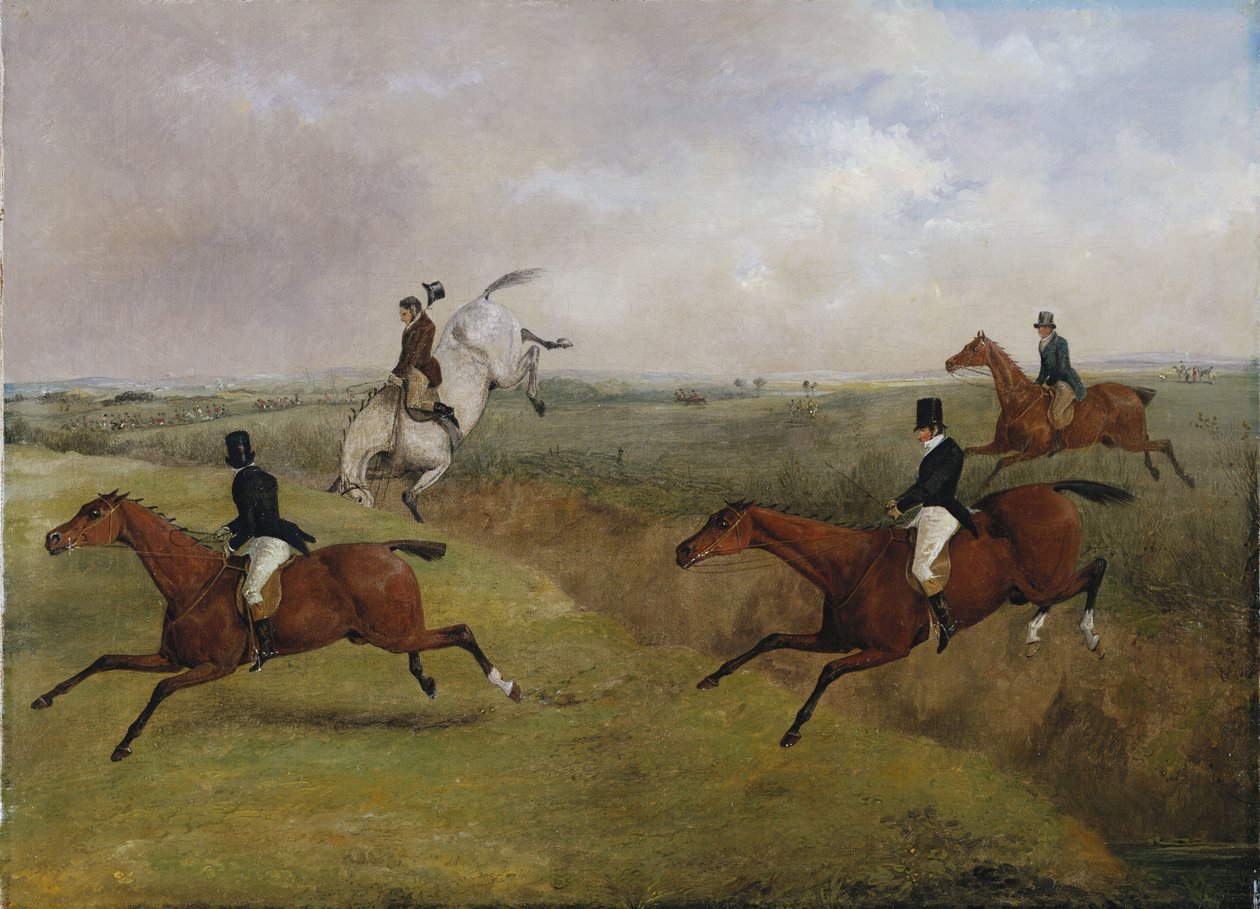 The Grand Leicestershire Steeplechase, 12. marts 1829: Dick Christians sidste efterår - almindeligvis kaldet "A Header" af Henry Thomas Alken