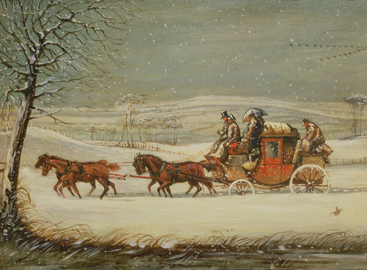 The Royal Mail in Winter (olie på panel) af Henry Thomas Alken