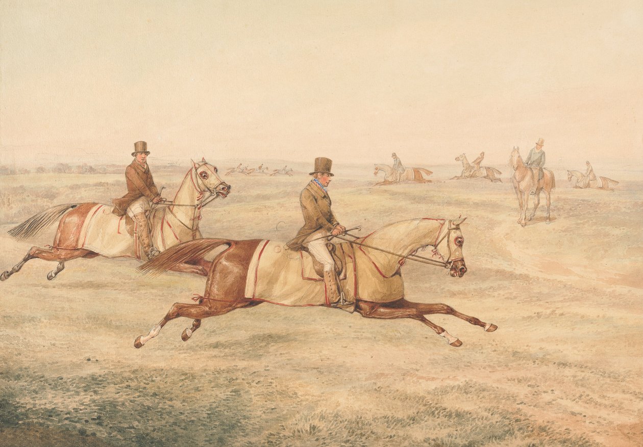 To ryttere træner heste i galop af Henry Thomas Alken