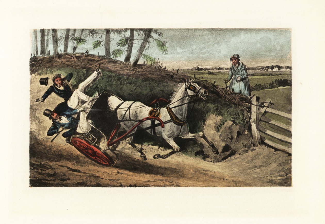 Victorianske engelske gentlemen smidt fra en en-hest koncert på en cou af Henry Thomas Alken