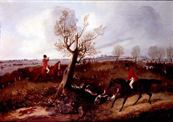 Se Halloo (en af et sæt på fire) (olie på lærred) af Henry Thomas Alken