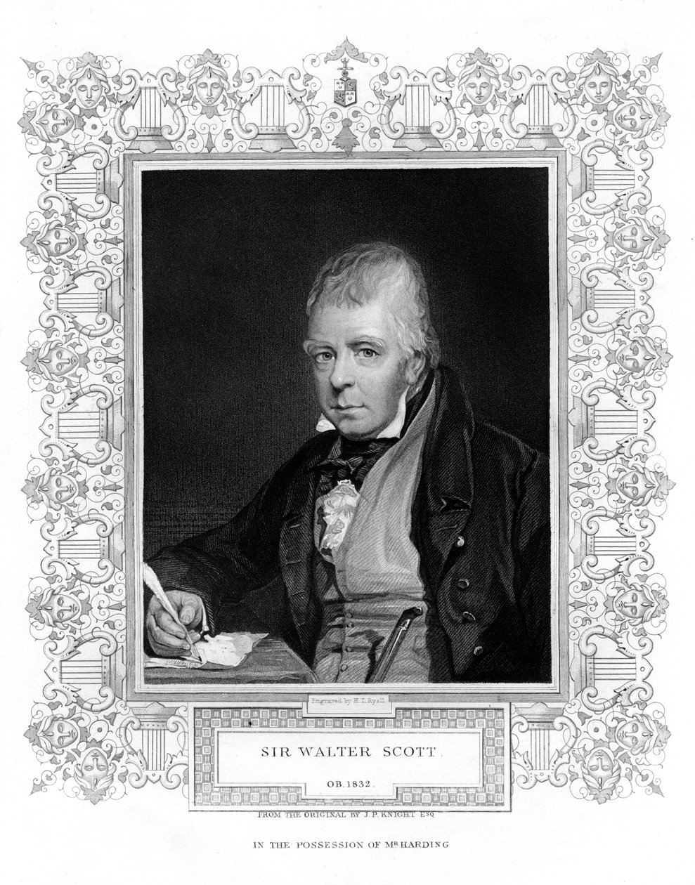 Sir Walter Scott, 1. Baronet, produktiv skotsk historisk romanforfatter og digter, 1800-tallet af Henry Thomas Ryall