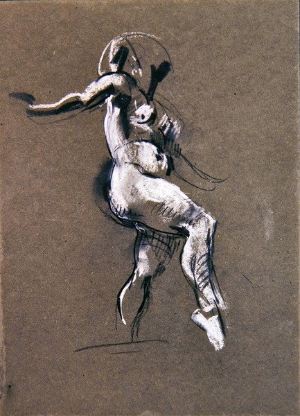 Kvindelig nøgen stående, ca. 1900 (kridt på papir) (verso af 367144) af Henry Tonks