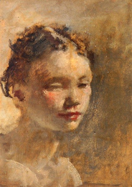 Pigehoved, ca. 1930 (olie på bord) af Henry Tonks