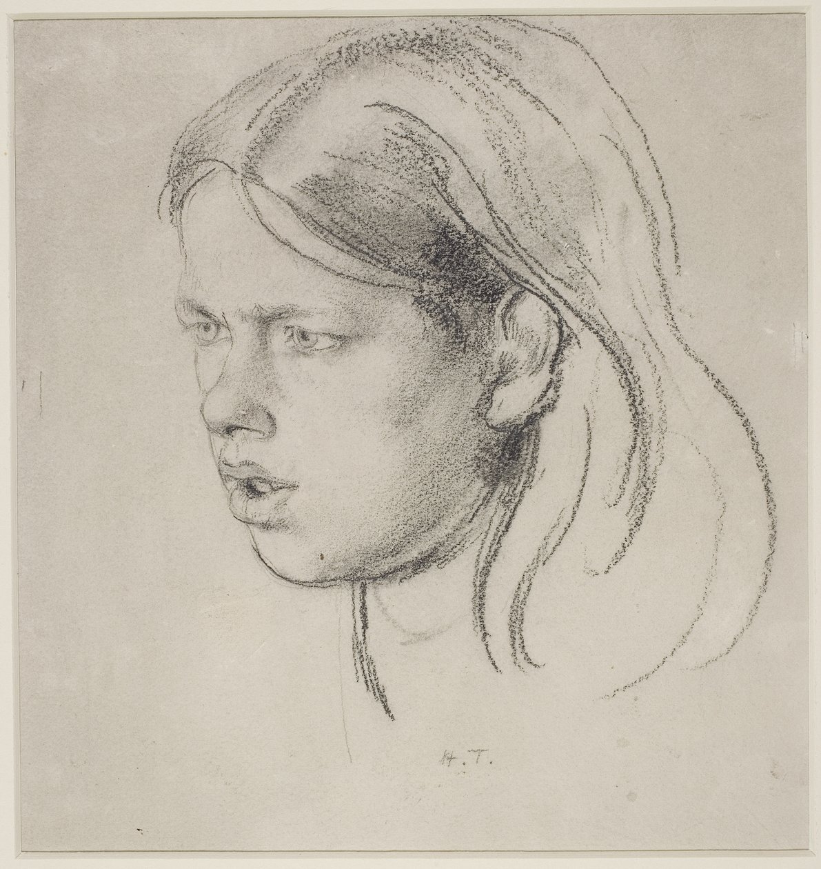 Head of a Girl (kridt på papir) af Henry Tonks