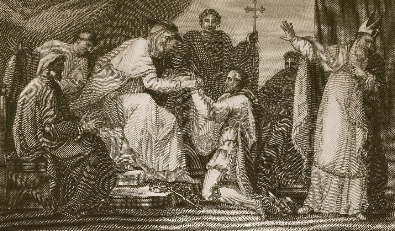 Indsendelse af John, indgraveret af Delatre, illustration fra David Humes 