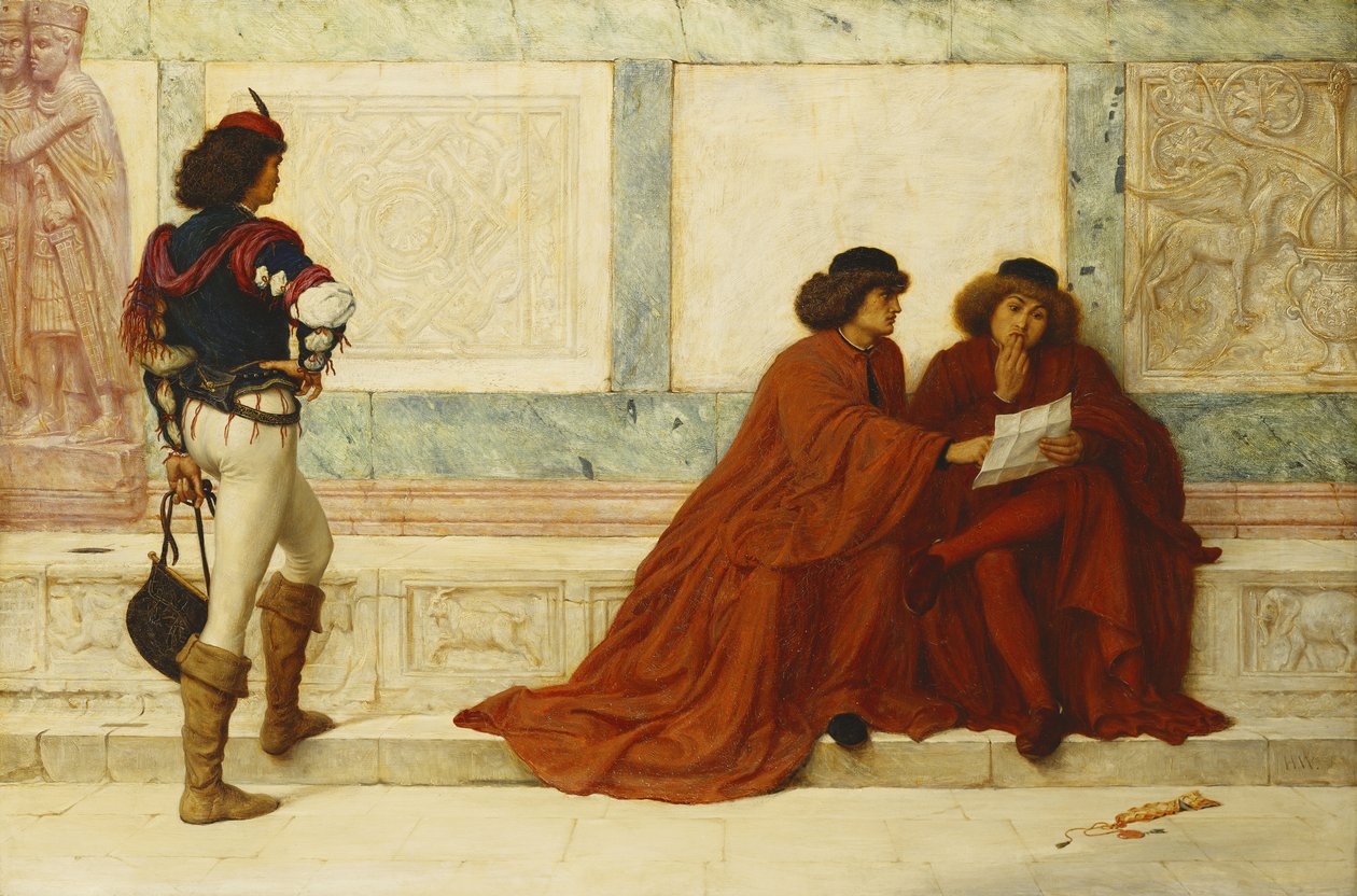 Forsendelse fra Trebizond; "Der er kommet nogle nyheder, der vender deres ansigter" - Shakespeare, ca. 1873 af Henry Wallis