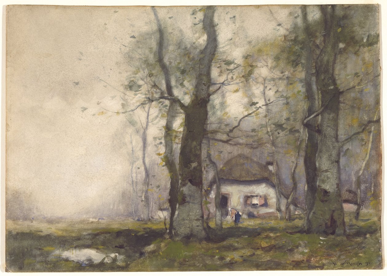 Lodge in the Woods, 1891 (wc på papir) af Henry Ward Ranger