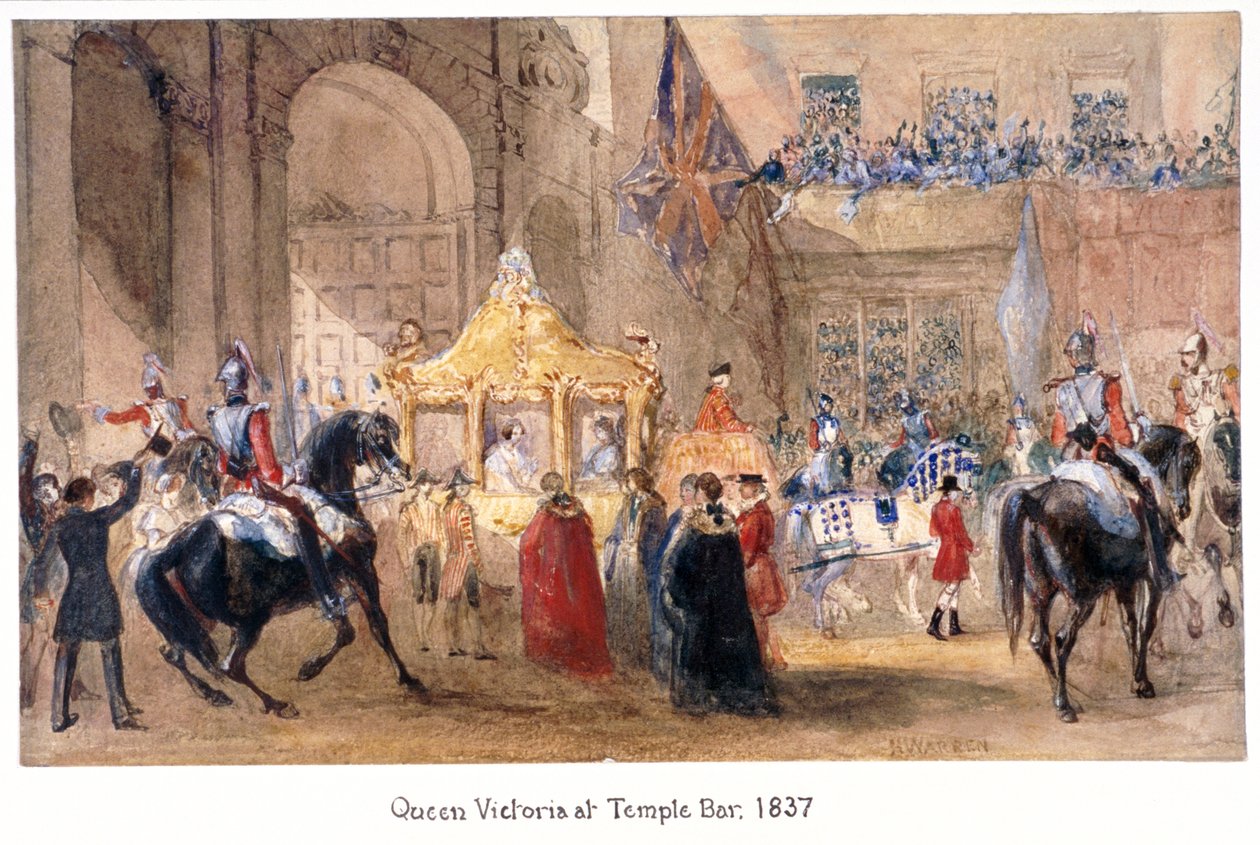 Dronning Victoria på Temple Bar, London, 1837 af Henry Warren