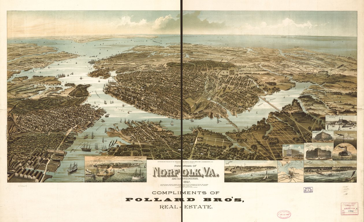 Panorama over Norfolk og omegn 1892. af Henry Wellge