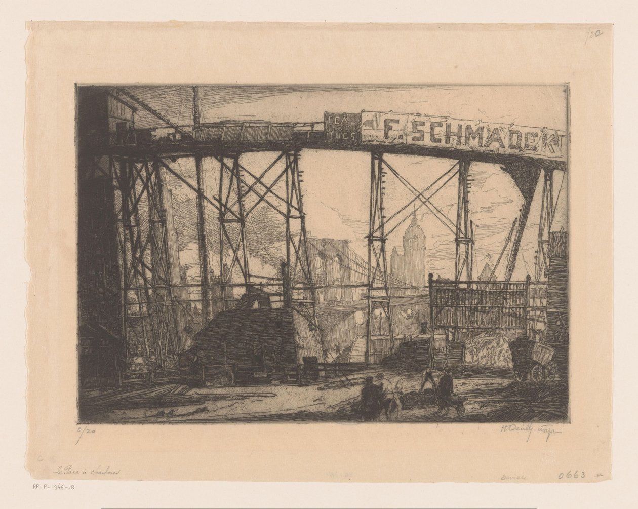 Udsigt over New York fra et værksted af Henry Wilfrid Deville (signed by artist)