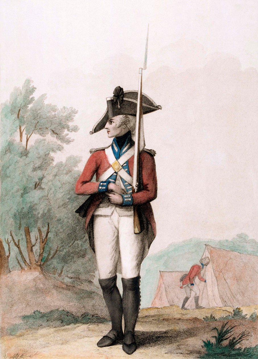 Fodsoldat, ca. 1791 (stipstik) af Henry William (after) Bunbury