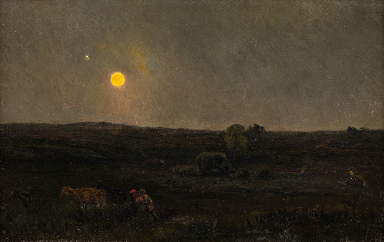 Fuldmåne, Picardie (olie på papir) af Henry William Banks Davis