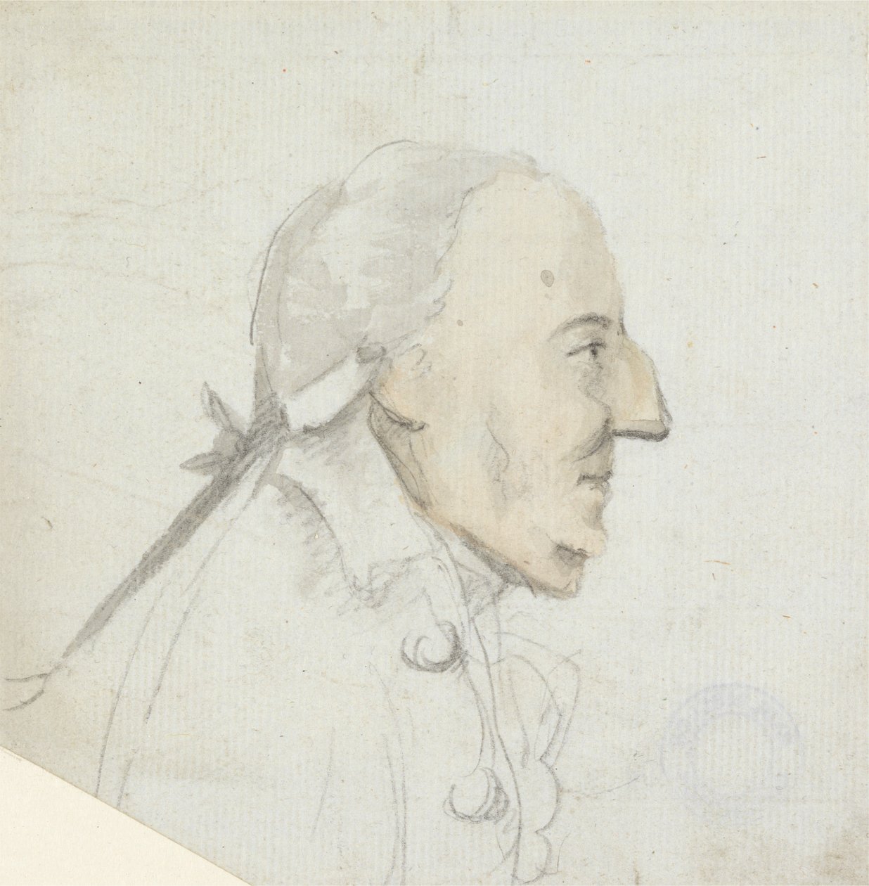 En mand med en stor næse: profil mod højre, hoved og skuldre af Henry William Bunbury