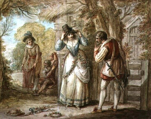 Florizel og Autolycus skiftende beklædningsgenstande af Henry William Bunbury