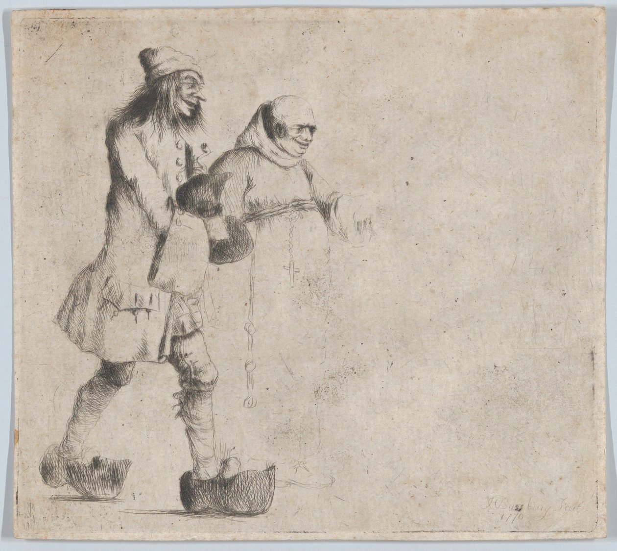 Glad bonde og munk, 1770. af Henry William Bunbury