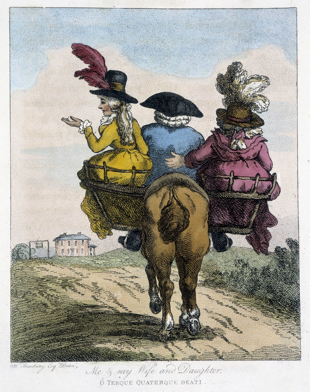 Mig med min kone og min datter - i "" engelske karikaturer om manerer til at ride på en hest"", ill. af H.W. Bunbury, red. John Stockdale af Henry William Bunbury