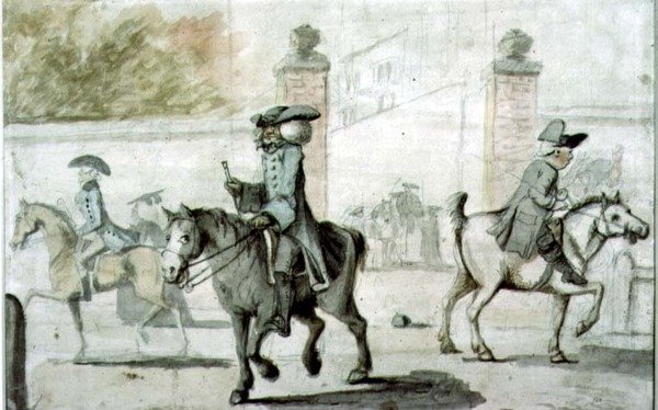 Scene ved indgangsporten til et Oxford College (tryk) af Henry William Bunbury