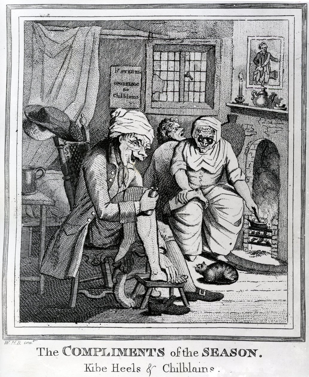 Sæsonens komplimenter, Kibe Heels und Chillblains, c.1785 af Henry William Bunbury