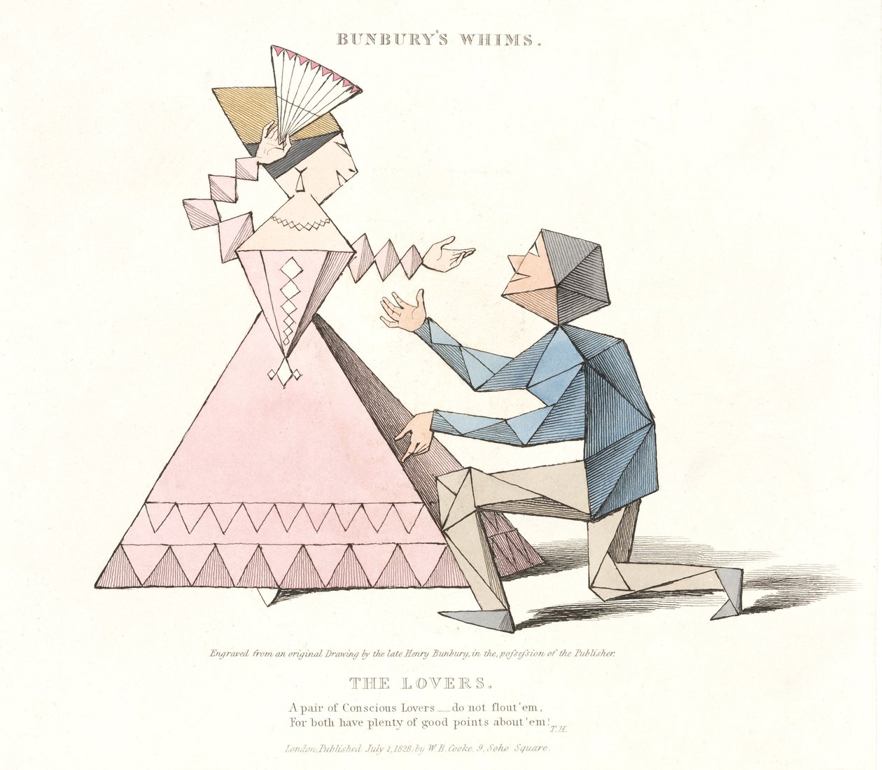 The Lovers, fra Bunburys Whims, 1828 af Henry William after Bunbury
