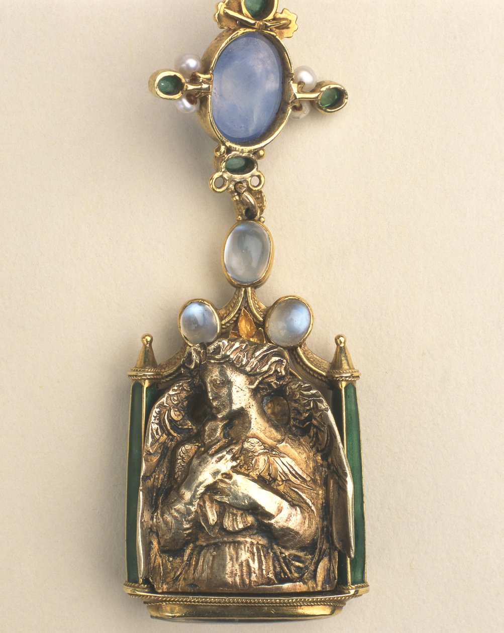 Detalje af dobbeltsidet vedhæng, ca. 1907-10 (blandet medier) af Henry Wilson