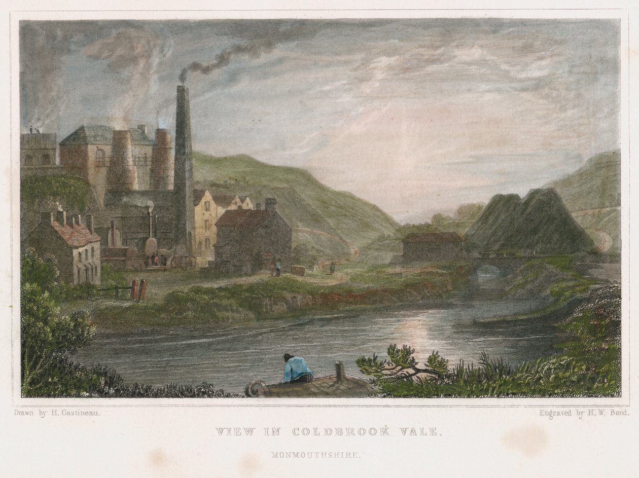 Højovne til produktion af jern i Coalbrookdale, Shropshire, c1830 af Henry Winsor Bond