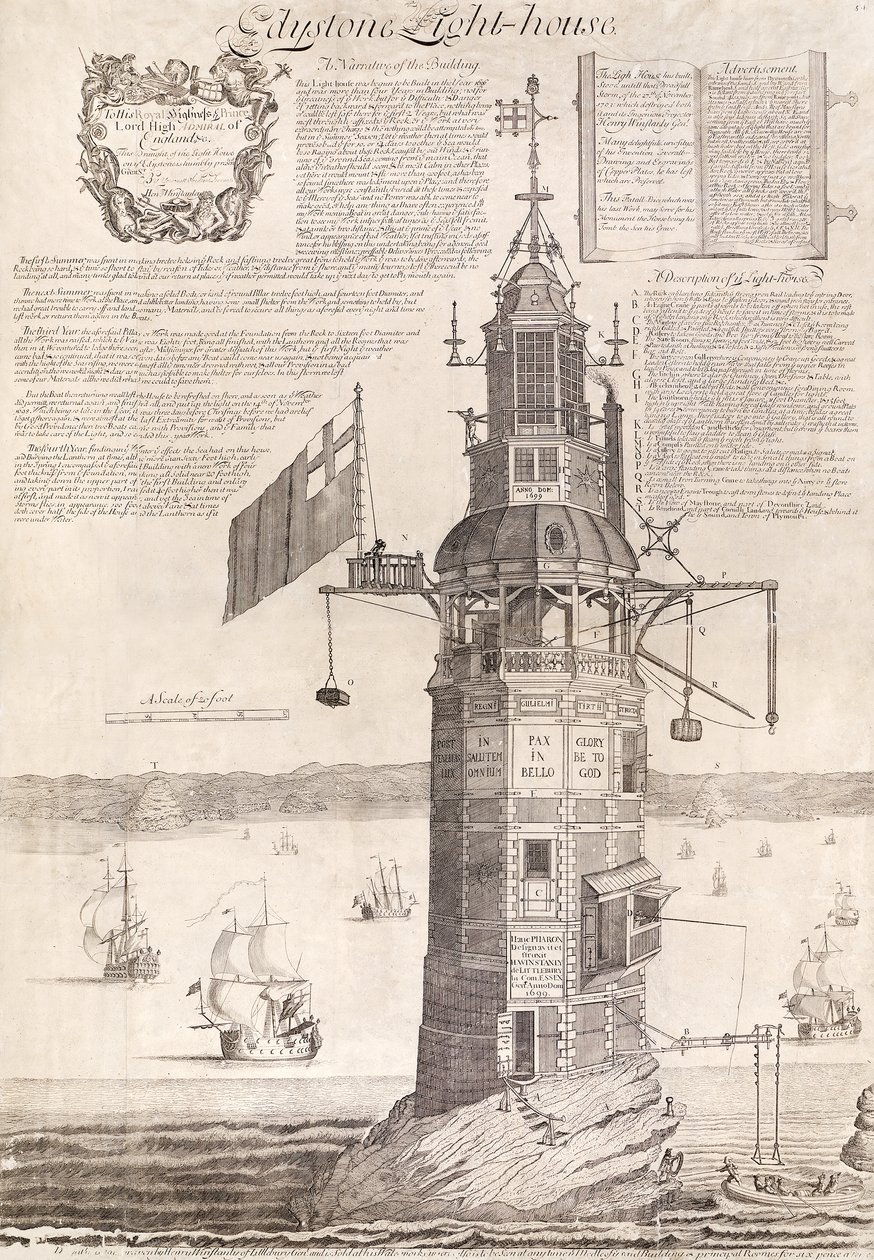Eddystone Lighthouse, pub. C1762 af Henry Winstanley