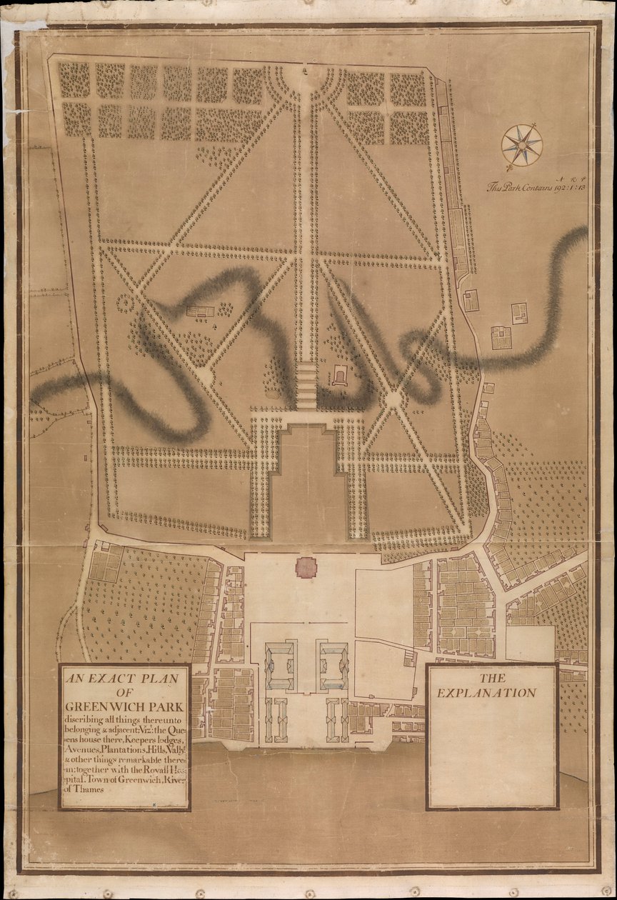 En nøjagtig plan over Greenwich Park, ca. 1700 (lærred) af Henry Wise