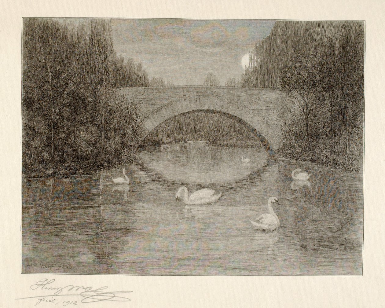 Aften, Svanesøen, Central Park, New York af Henry Wolf