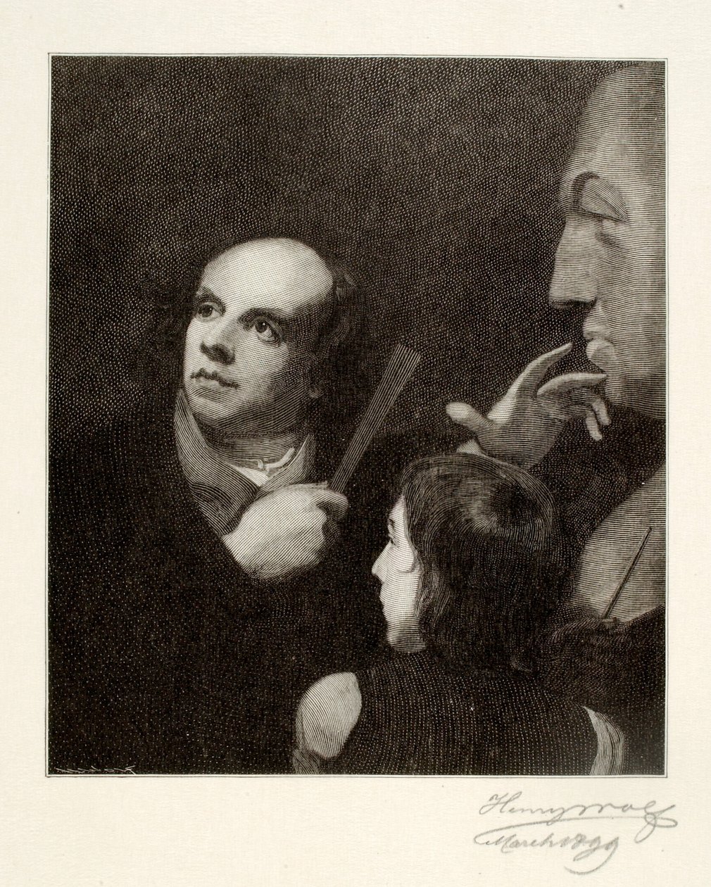 John Flaxman modellerer busten af William Hayley af Henry Wolf
