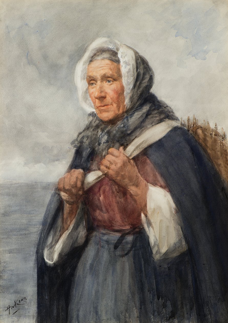 A Newhaven Fishwife (akvarel) af Henry Wright Kerr