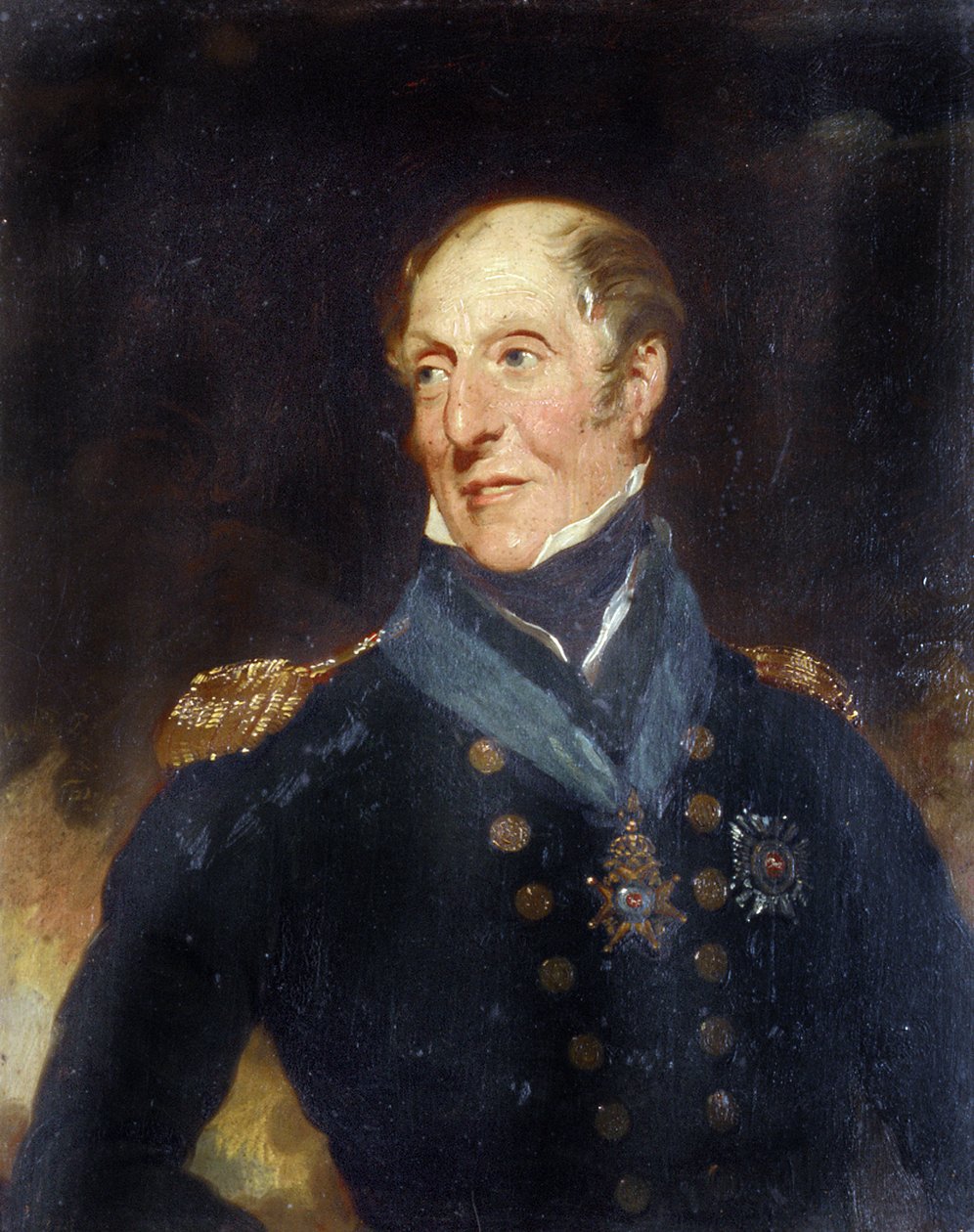 Portræt af kontreadmiral Sir Charles Cunningham (1755-1834). Olie på træ af Henry Wyatt