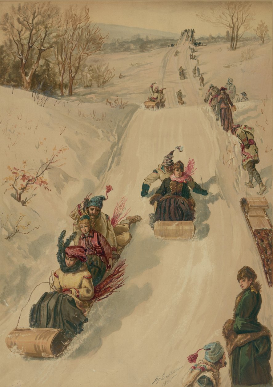 Kælkning, af L. Prang og Co., 1886 (akvatint) af Henry after Sandham