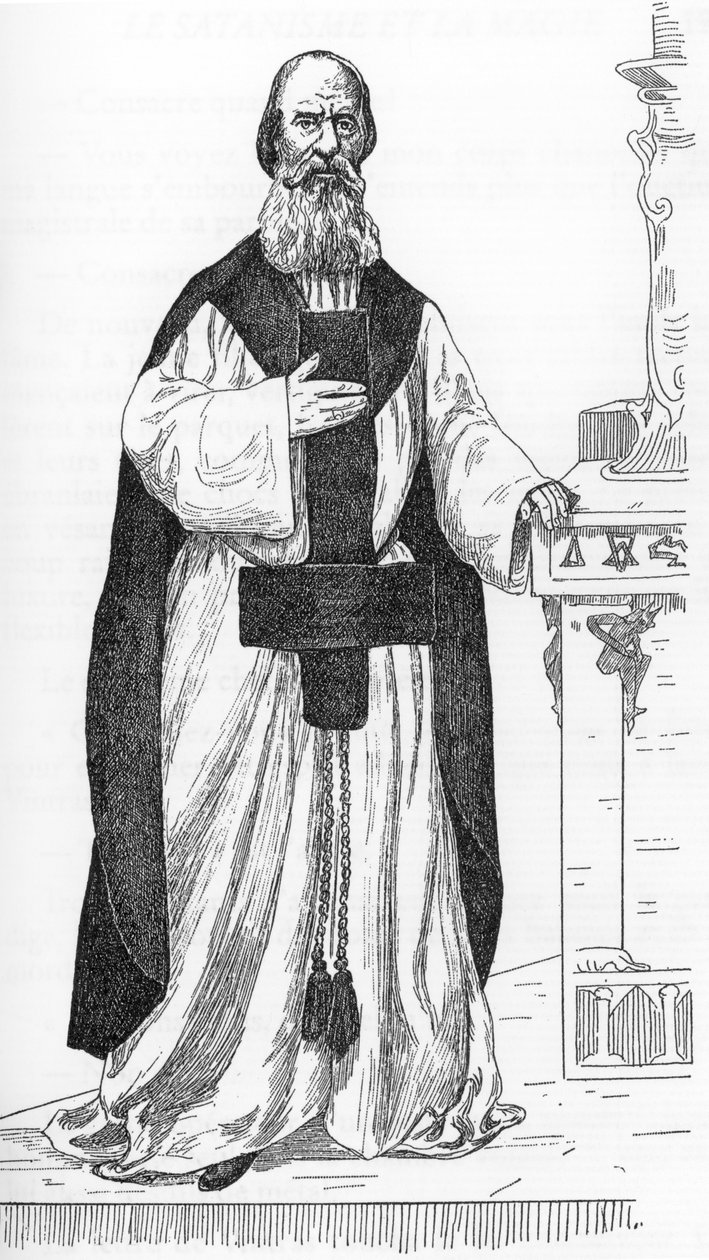 Portræt af Pierre Eugene Ventras (1807-1875) (Pierre-Michel-Elijah) arbejder, der foregiver at være reinkarnationen af profeten Elie Tegning af Henry de Malvost fra "Satanism and Magic"" af Jules Bois 1895 Privat samling af Henry de Malvost