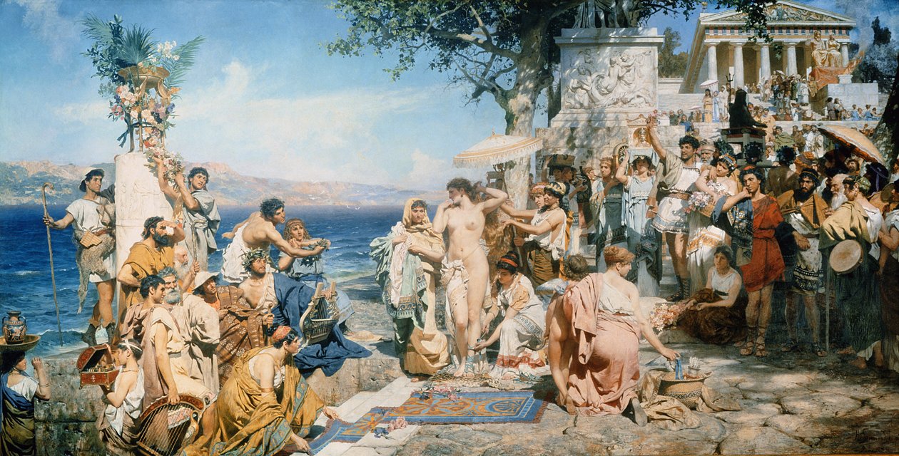 Phryne ved Poseidon-festivalen i Eleusin af Henryk Siemieradzki