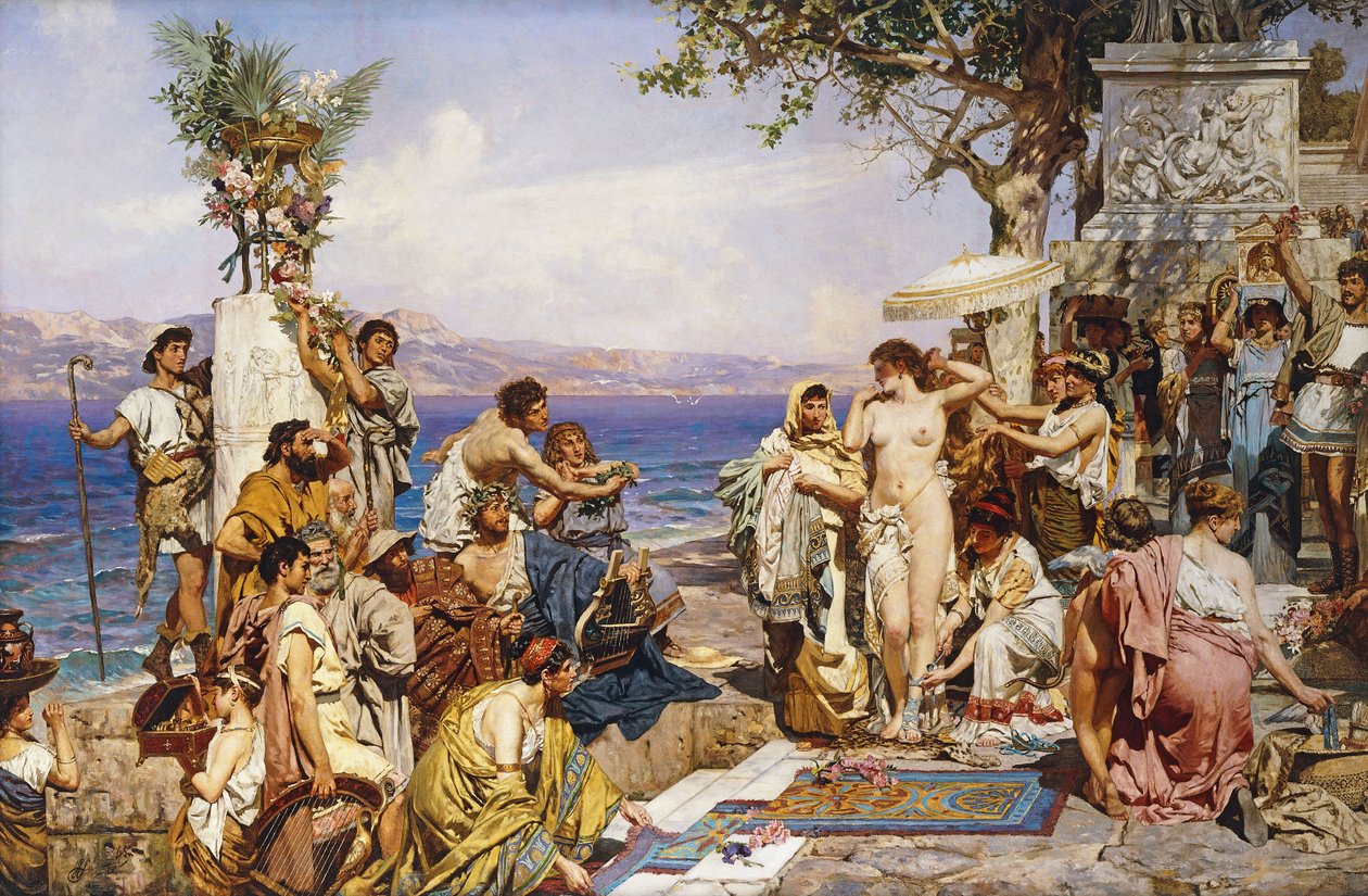 Phryne ved Festen af Poseidon, Havets Gud, af Henryk Siemieradzki