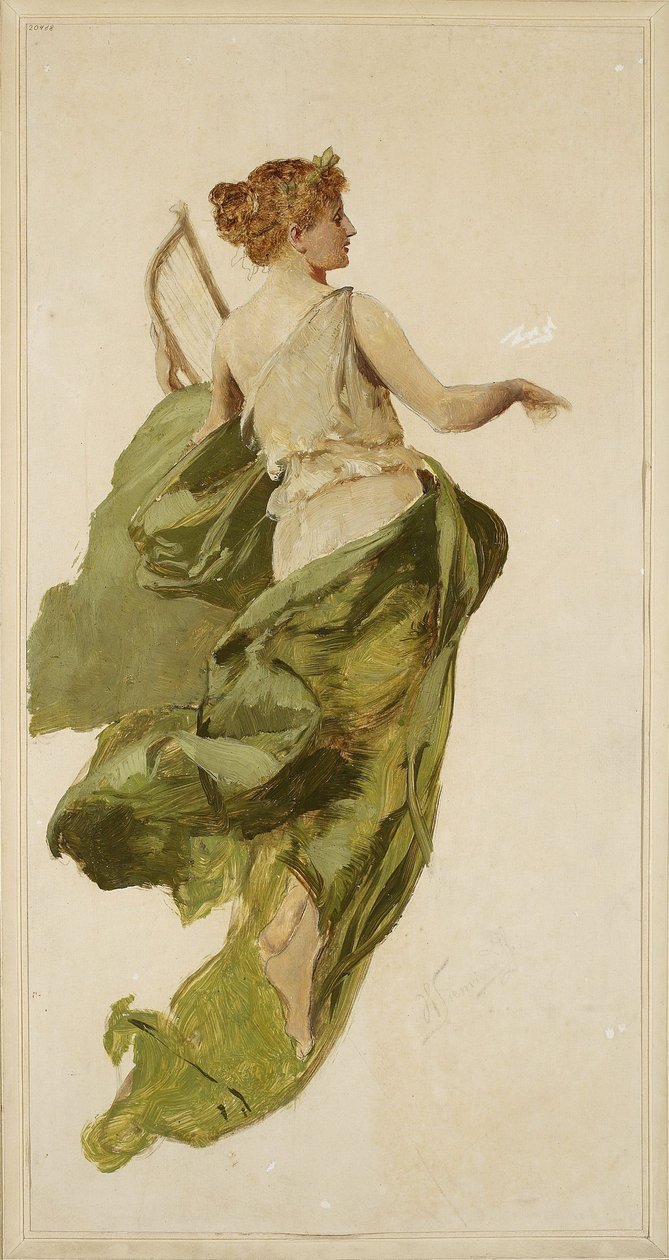 Allegory of Music, skitse til projektet for scenetæppet på Słowacki-teatret i Kraków af Henryk Siemiradzki