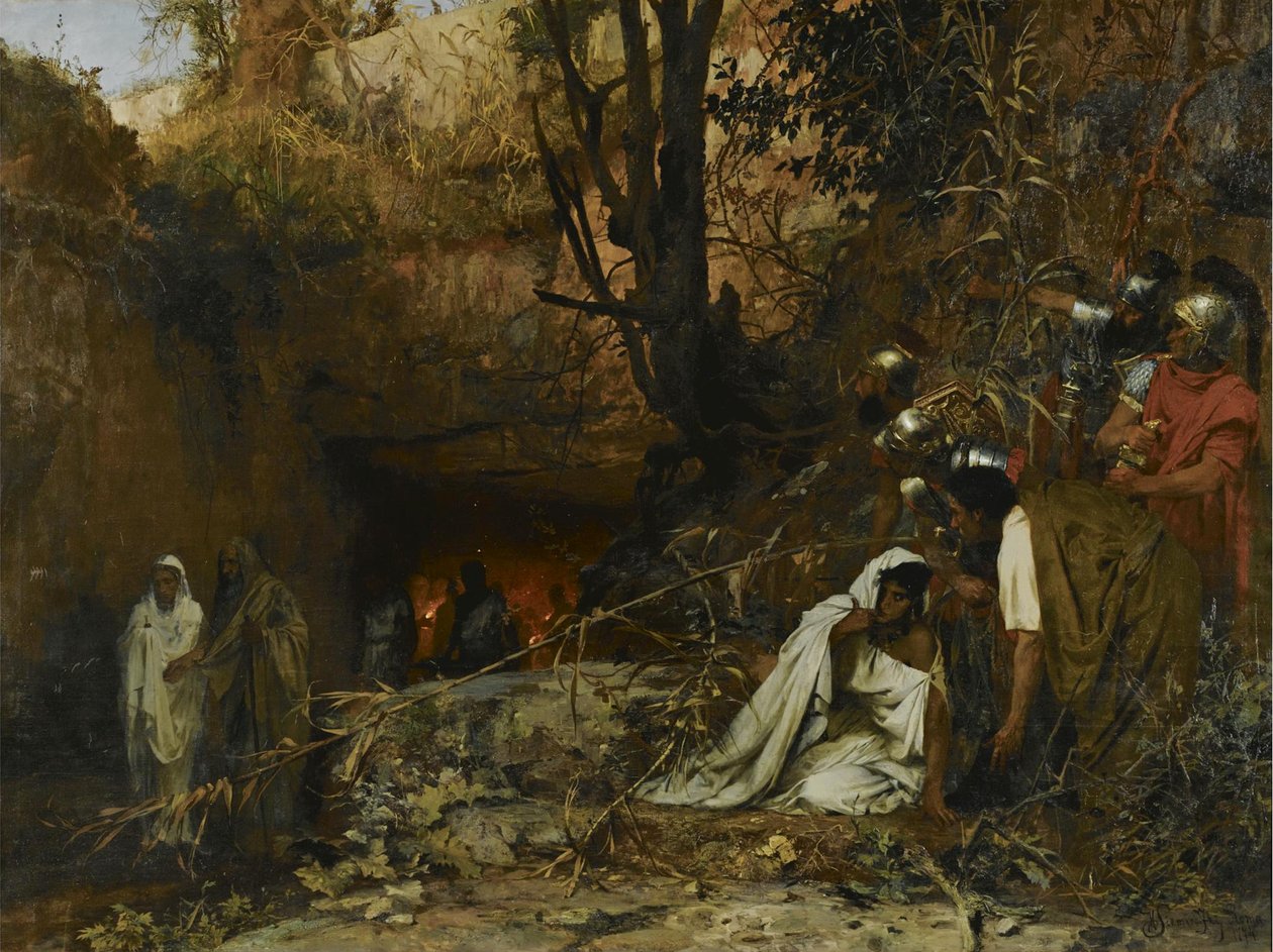 Kristne forfølgere ved indgangen til katakomberne, 1874 af Henryk Siemiradzki
