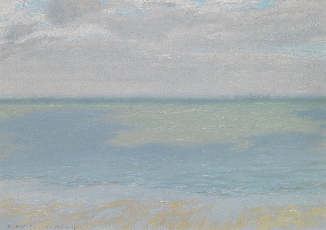 Studie af himmel og hav, 1924 (olie på papir) af Herbert Dalziel