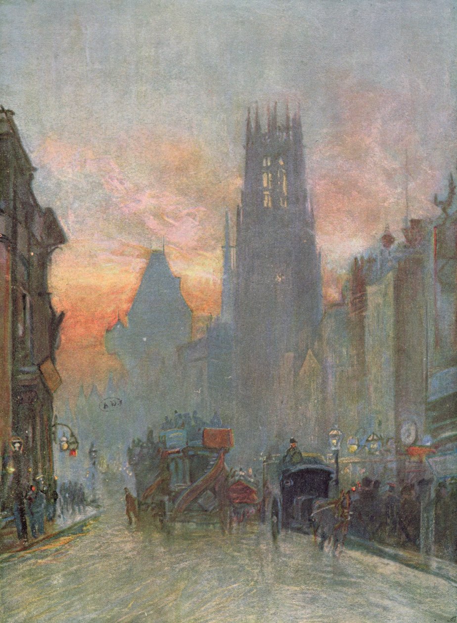Udsigt ned ad Fleet Street, London, slutningen af det 19. århundrede af Herbert Menzies Marshall
