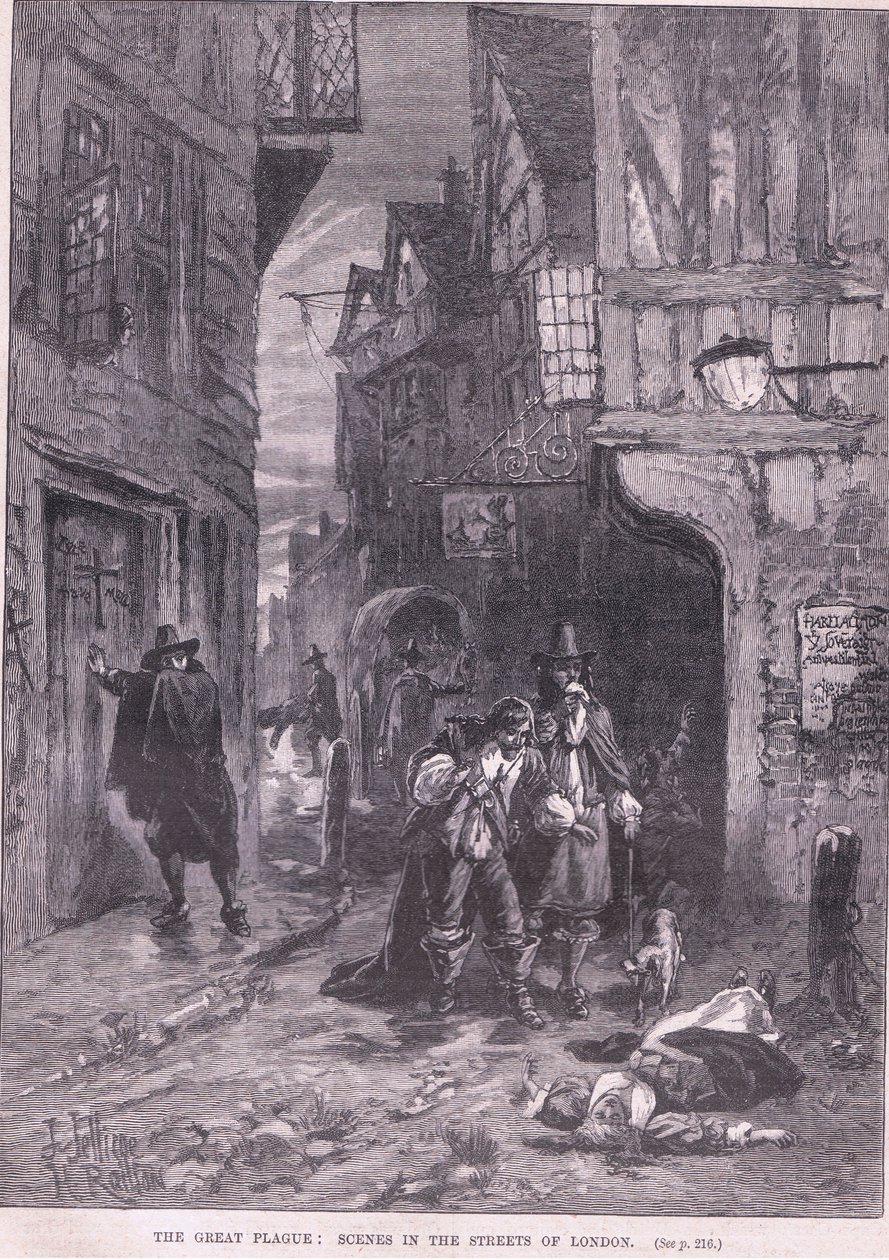 Den store pest: Scener i Londons gader 1665 e.Kr af Herbert Railton