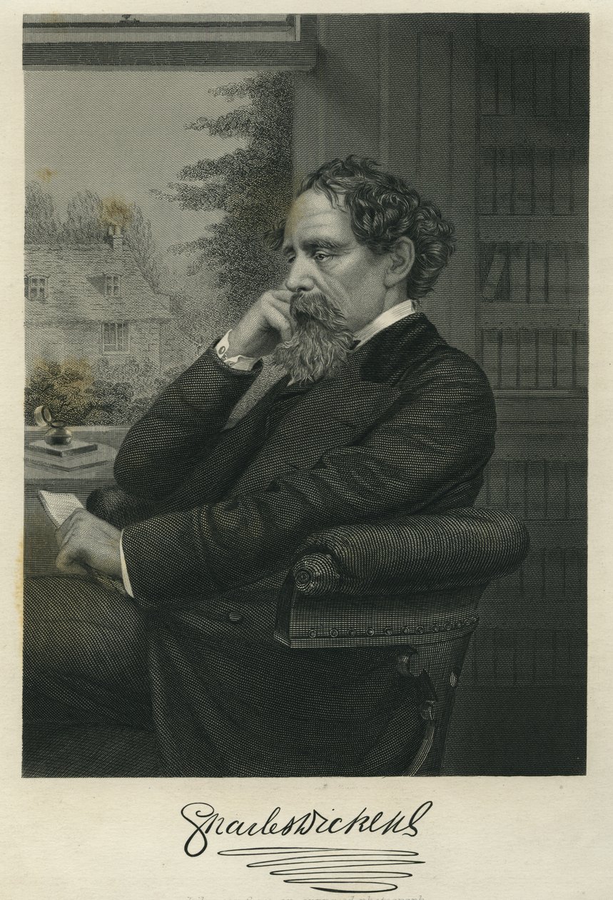 Charles Dickens, Portræt fra fotografi af Watkins af Herbert Watkins
