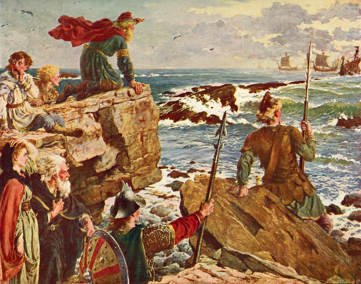 Danskerne sejler op ad den engelske kanal c.877. Fra Cassell